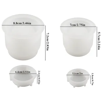 3-delige siliconen mallen voor epoxyhars - rollende bakvorm voor hars, hars pudding pot mal met deksel, slijpvormen voor hars gieten, doe-het-zelf epoxyhars mallen kit voor opslag en decoratie
