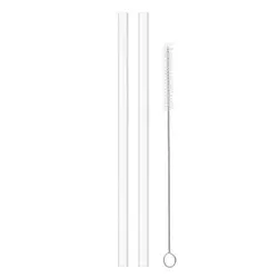 Premium 9mm Straight Drinking Straws with Cleaning Brush for Tumblers and Thermos Cups (2Straws with 1Brush)
