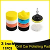 11Pcs Kit 3-Inch Buffing Pad Car Foam Drill Sponge Wool Polishing Pads Car Buffer Polisher for Sanding, Waxing, Sealing Glaze 1