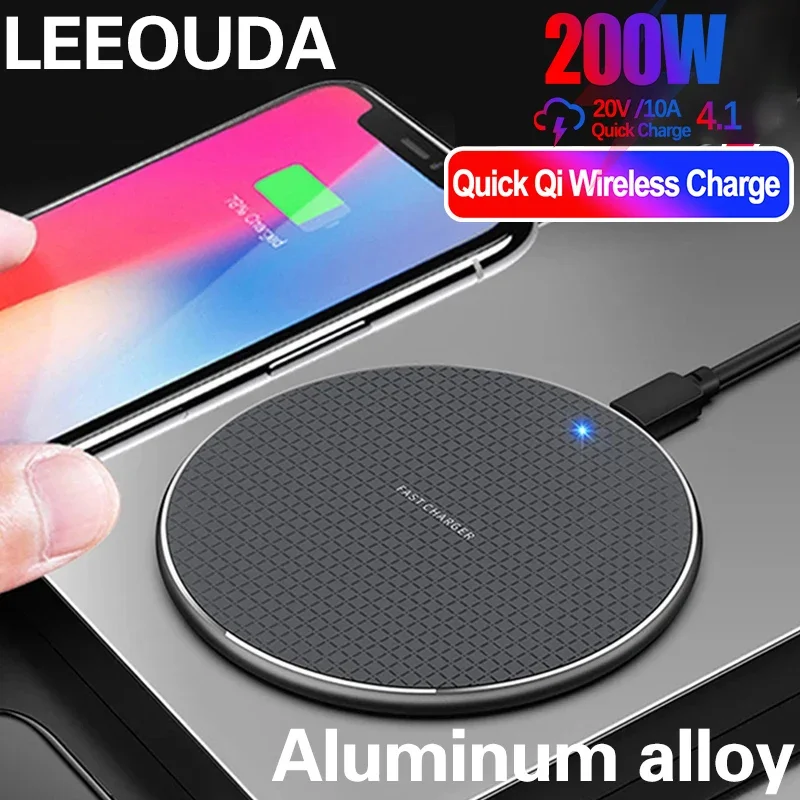 200W Wireless Charger for iPhone 14 13 12 15 Xs Max X XR Plus Super Fast Charging Pad for Ulefone Doogee Samsung Note 9 Note S21