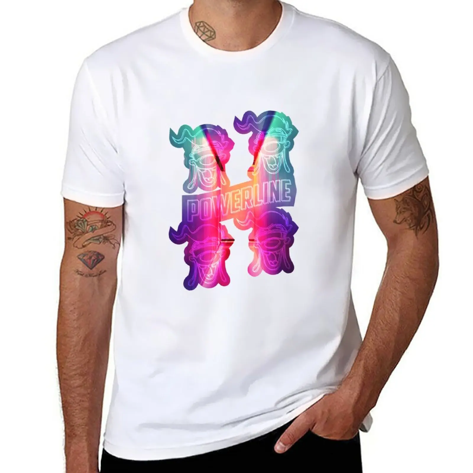 Neon Powerline Max T-Shirt Top Vintage Clothes Plain Mens T Shirt