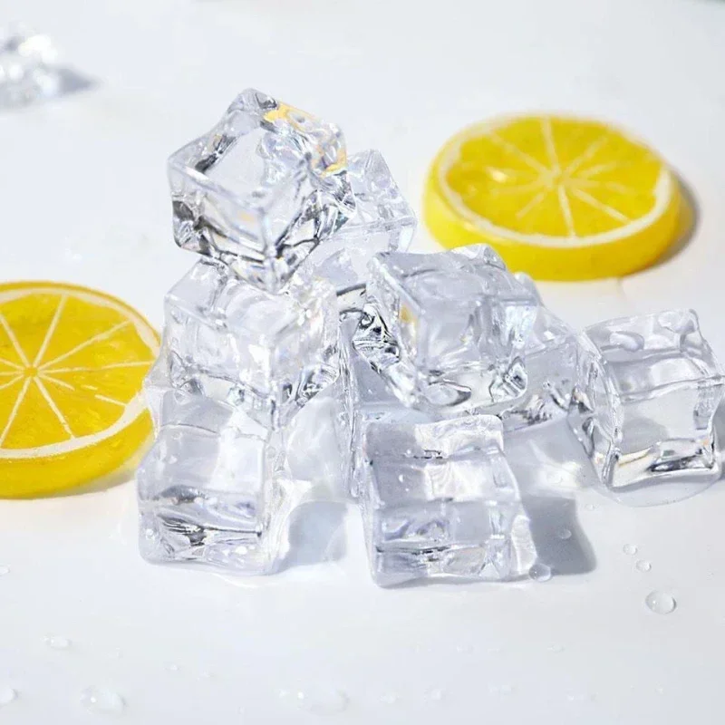 Artificial Acrylic Square Shape transparency Ice Cubes 10pcs 20mm food model food photography props kitchen food toys table decoration For Birthday Party Dining table decoration Photography Props