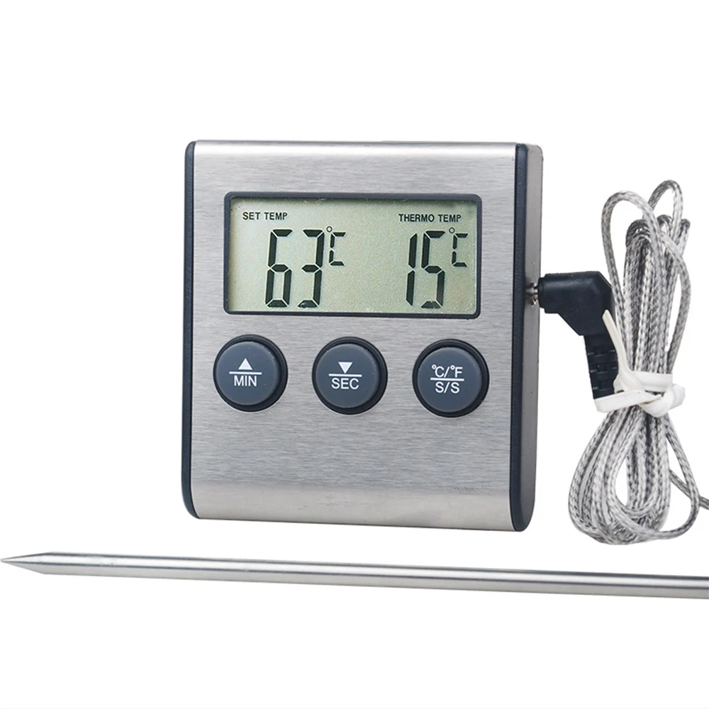 

Цифровой термометр TP700, прибор для измерения температуры блюд, мяса, духовки, барбекю, гриля, с щупом из нержавеющей стали