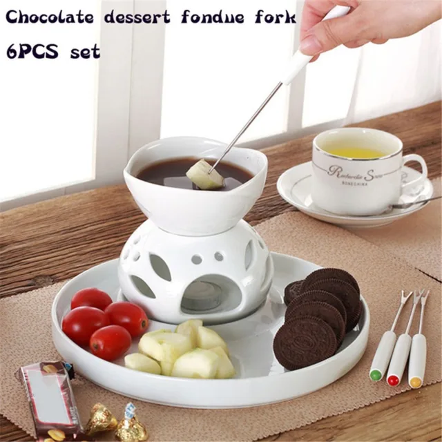 6Db / Set Rozsdamentes Acél Csokoládé Villapatus Forró Villák Gyümölcs Desszert Villa Fondue Fúziós Nyárs Konyhai Szerszámok - Image 2