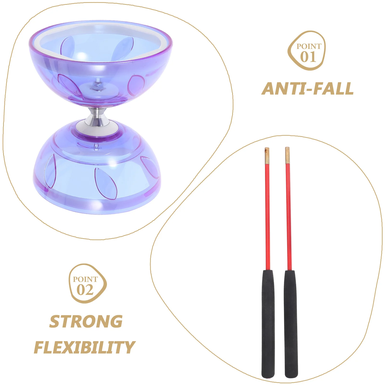 Chinese Diabolo Toy Three Bearing Classic Triple Funny Juggling Kids Outdoor for Double Head