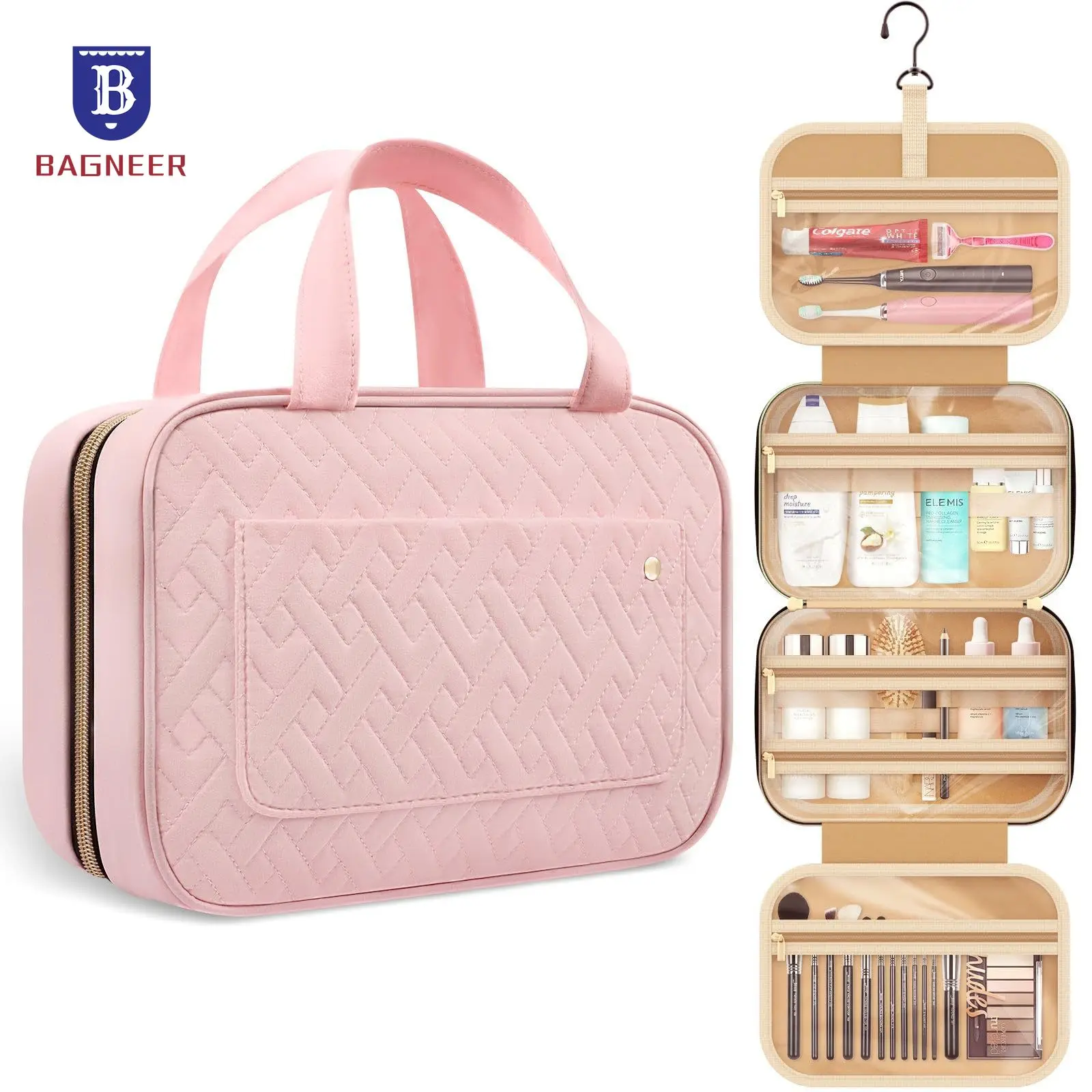 Foldable Travel Organizer Toiletry Makeup Bag Women Cosmetic Make Up Storage Waterproof Beauty Pouch Men Bathroom Hanging Case 5