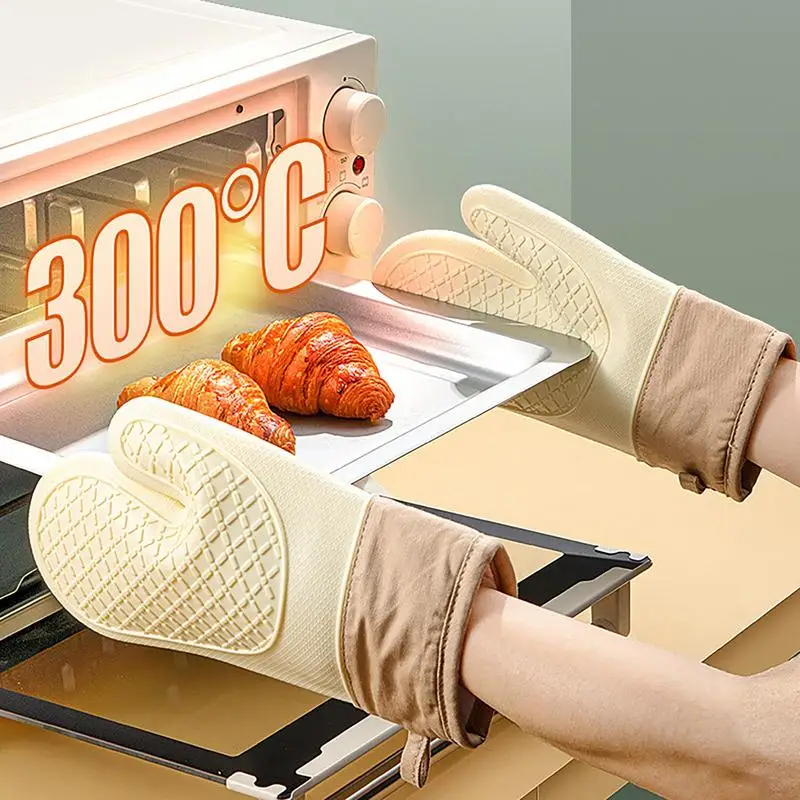 Anti-Scald Oven Mitt Heat Resistant Silicone Kitchen Mitts Heat Resistant Silicone Oven Gloves for Home Dessert and Cake Store