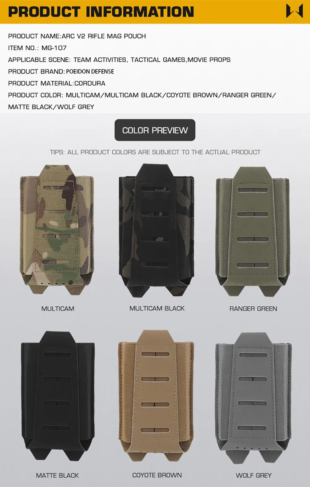 Gear Accessories ARC V2 Rifle Mag Pouch AR M4 AK Magazine Holster Light Weight Ammo Carrier Holder for 5.56 7.62 Mag
