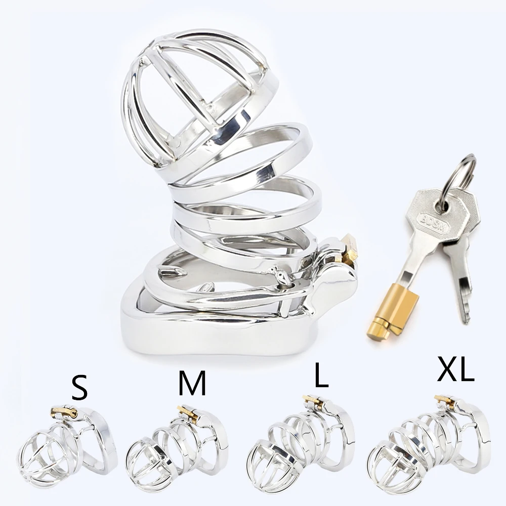 

New Spikes Stainless Steel Chastity Cage With Urethral Catheter Male Metal Cock Cage Chastity Belt Lock Adult Sex Toys For Men