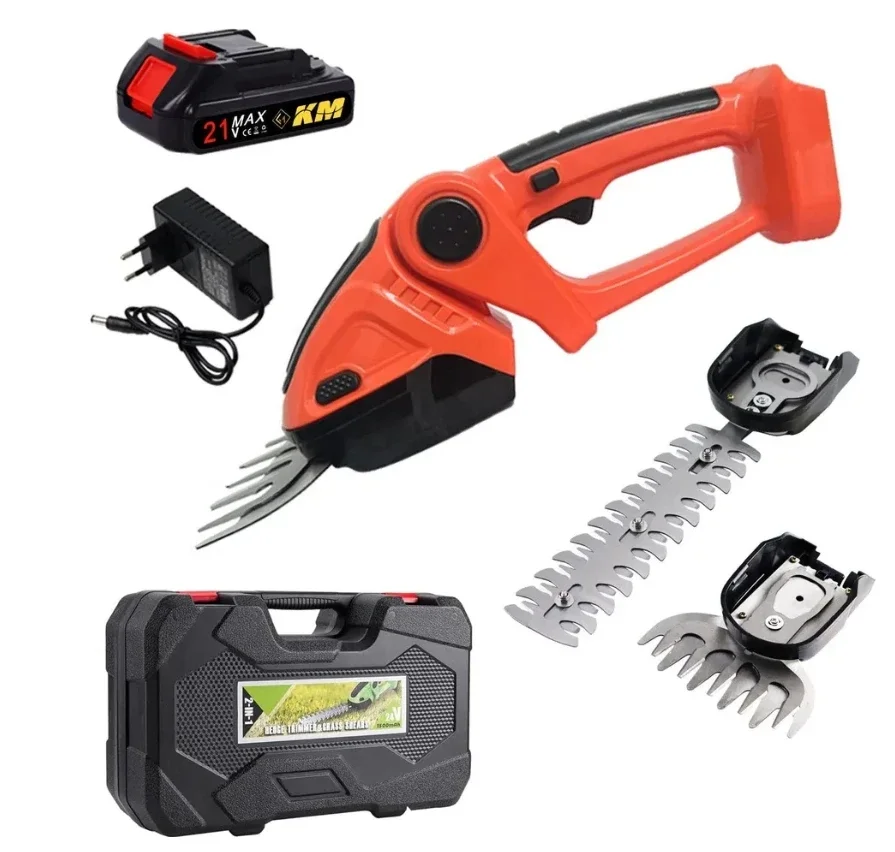 Cordless Hedge Trimmer With 2-in-1 Grass Shear Garden Maintenance Kit 21V Including Battery And Charger