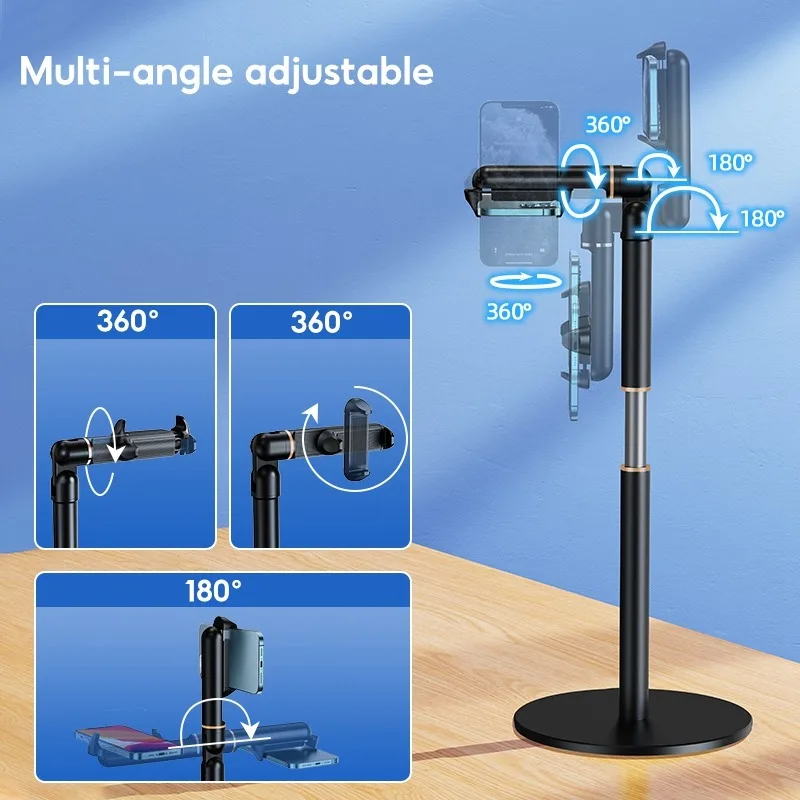 Eary Phone Holder For Desk Flexible Adjustable Multi-Functional Stand For Video Recording Compatible With 4.7-7 Inches Devices