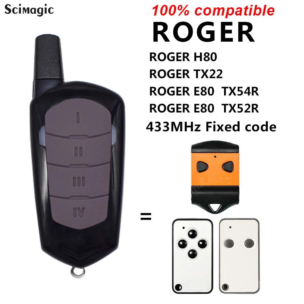Nuovo Clone Roger Tx22 H80 E80 Tx54R Tx52R Telecomando Per Portachiavi Barriera Cancello Chiave Duplicatore Roger 433Mhz 433.92 Controller