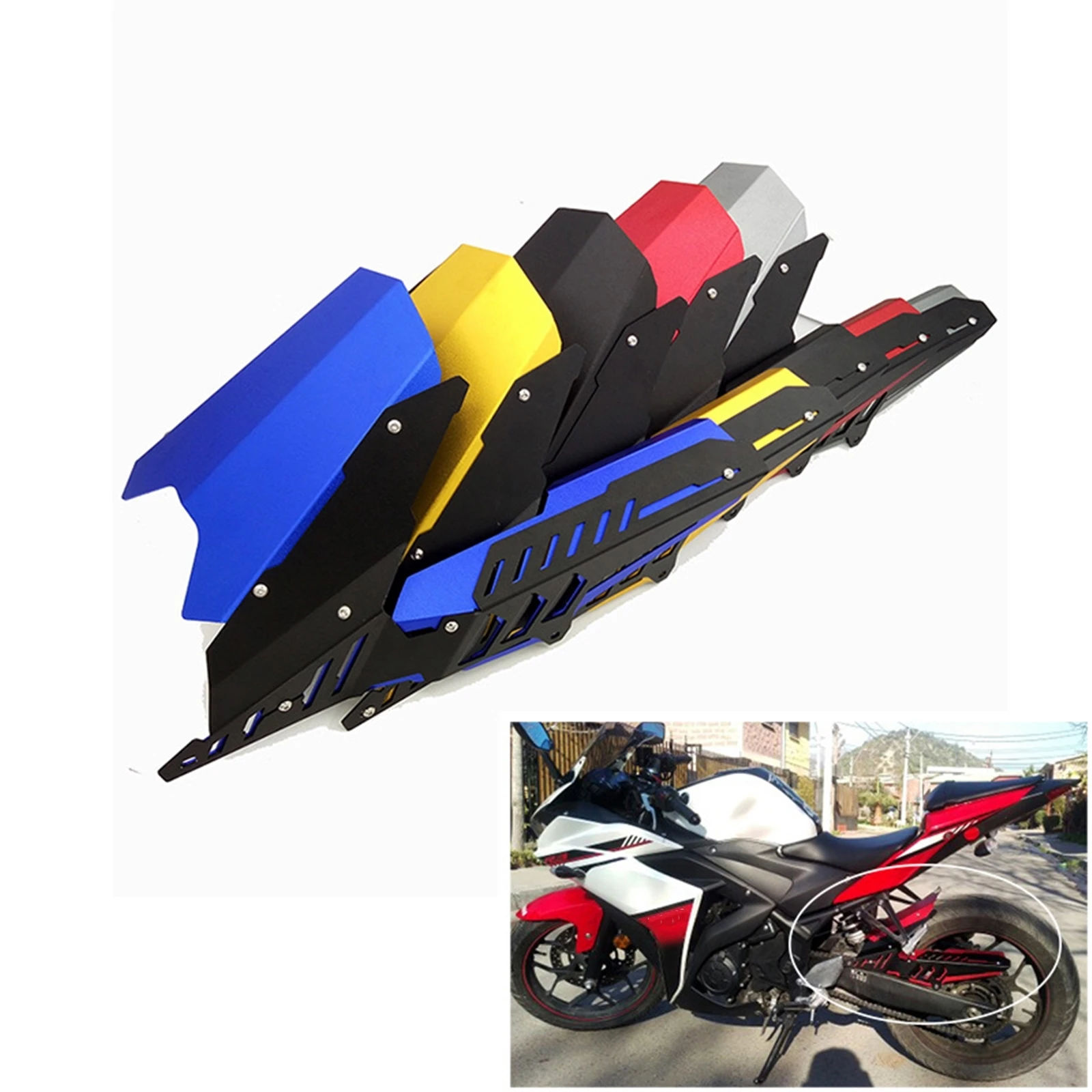 

For YAMAHA R3 R25 CNC 2013-2017 Motorcycle Rear Fender Mudguard Chain Guard Cover Motorbike Mud Shade Trim Splasher Shield Shell