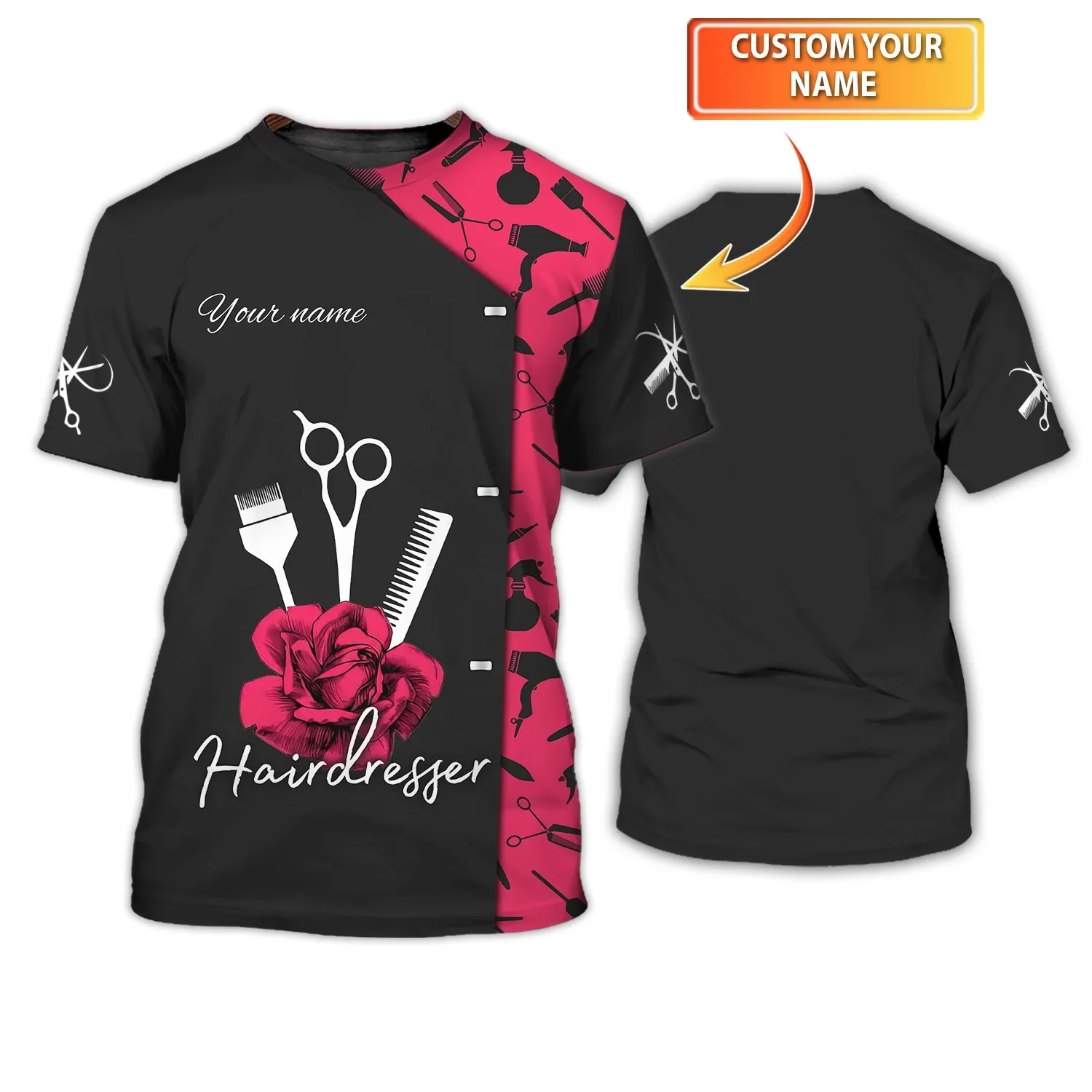 Neuestes Sommer-Herren-T-Shirt mit individuellem Namen, Friseur, 3D-gedruckt, Unisex-T-Shirt, Friseur-Werkzeuge, T-Shirts (nicht Arbeitskleidung) DW179 – Detail 17