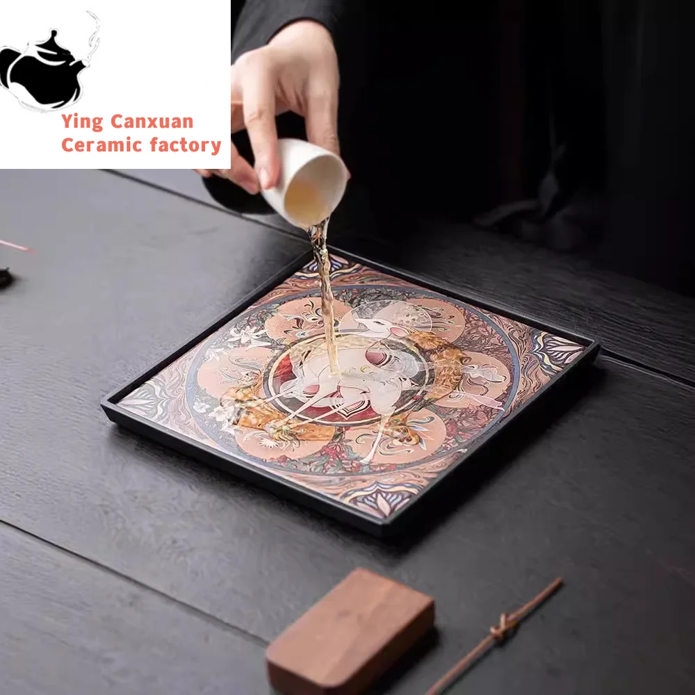 

Light Luxury Absorbent Tea Tray Household Modern Small Water Storage Tea Table Kung Fu Tea Set Tray Pot Tray