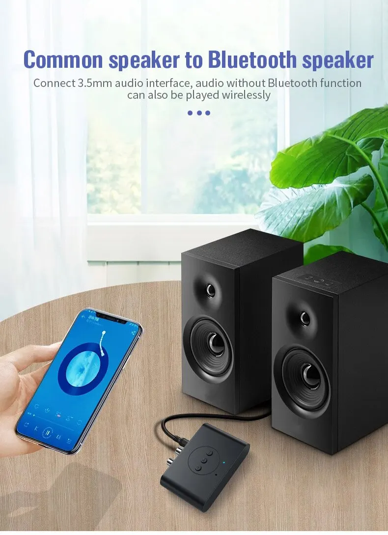 Bluetooth Audio Receiver Bluetooth 5.0 Audio Receiver NFC U Disk 3.5mm AUX RCA USB Stereo Music Wireless Adapter With Mic For Car Kit Speaker Amplifier