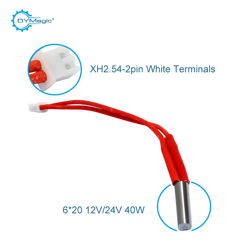 Cartucho 12v do Calefator 40w 6x20 mm com 2pin o Terminal Xh2.54 100k Ntc 3950 Termistor Ph2.0 para a Impressora 3d Faça Você Mesmo Grupos - Imagem 6