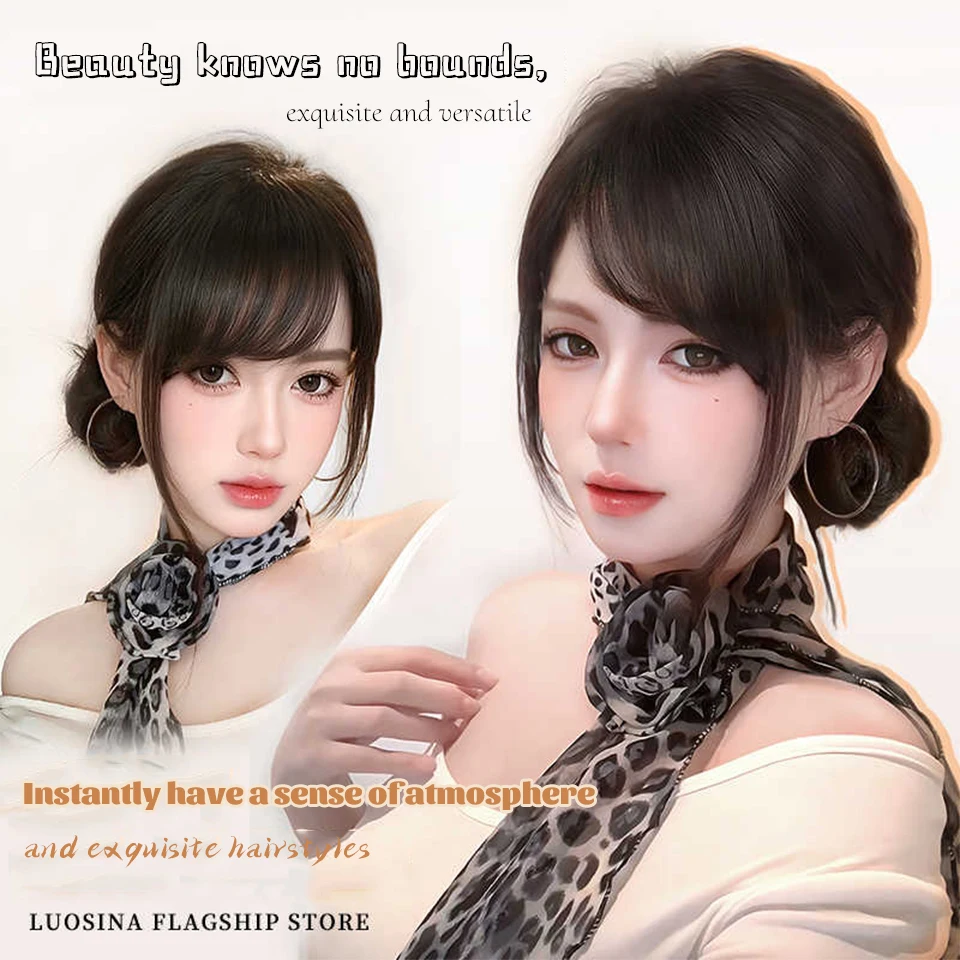 Synthetic Brown Hair Bangs Clip for Women