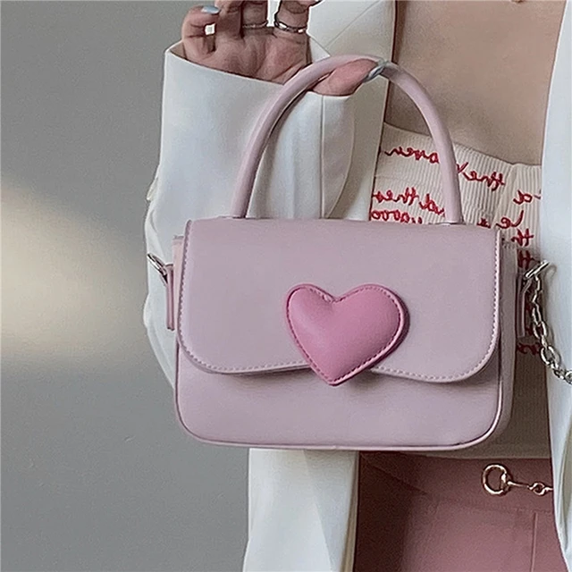 Pink Heart Girly Small Square Shoulder Bag Fashion Love Women Tote Purse  Handbags Female Chain Top Handle Messenger Bags Gift - AliExpress