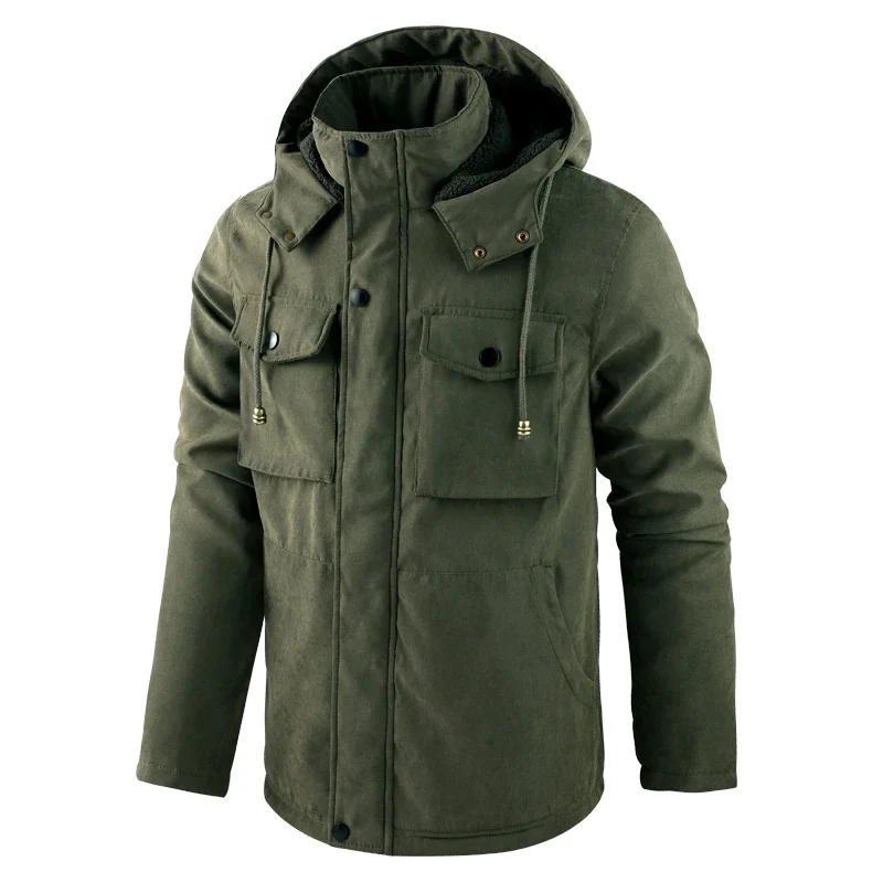 

Men's Fleece Warm Winter Jacket Large Size Style Cotton Padded Trend Heating Windproof Coat High Quality s