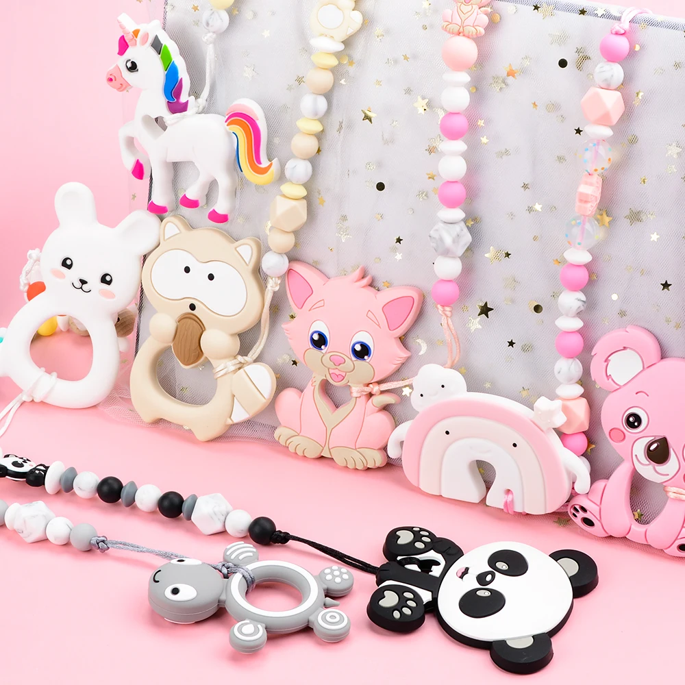 LOFCA DIY Baby Silicone Teether Koala Baby Teething Necklace Toy Cartoon Pacifier chain Clip Food Grade Silicone Beads teething toys silicone teething toys baby teething toys silicone beads silicone teether silicone teething beads pacifier clips