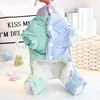 Thiened Fce Dog Clothes Four Legs Windproof Cotton Autumn Winter Clothes for Small Dogs Teddy Pet Clothes with Heart Bule 3