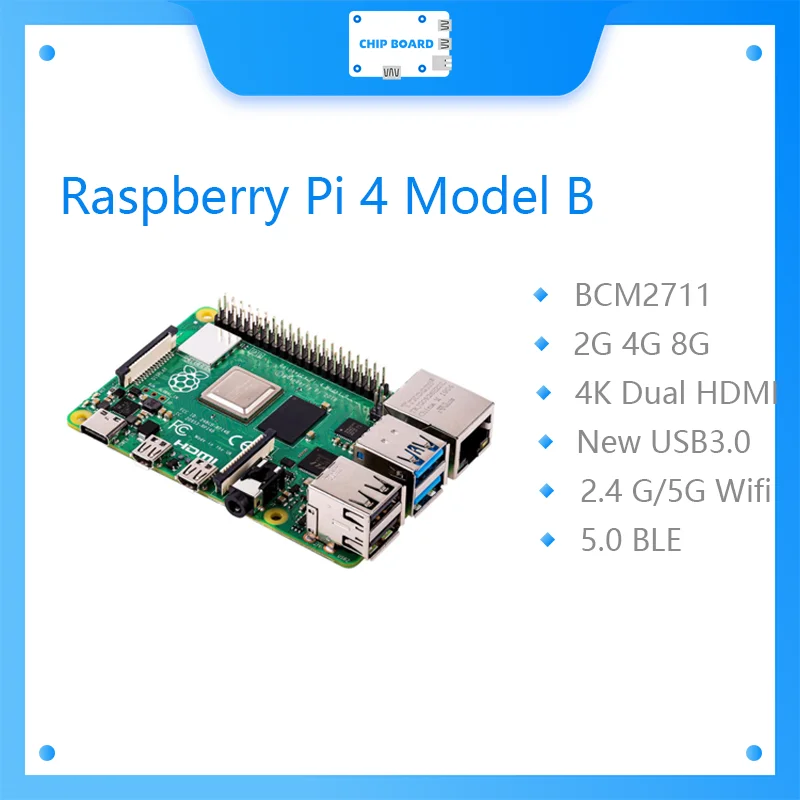 Ufficiale Originale Raspberry Pi 4 Modello B Dev Board Kit Ram 2G 4G 8G 4 Core Cpu 1.5Ghz 3 Speeder Rispetto A Pi 3B +