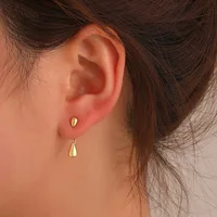 Retro Minimalist Geometric Square Detachable Triangles Stainless steel Stud Earrings for Women Fashion Jewelry Accessories Party