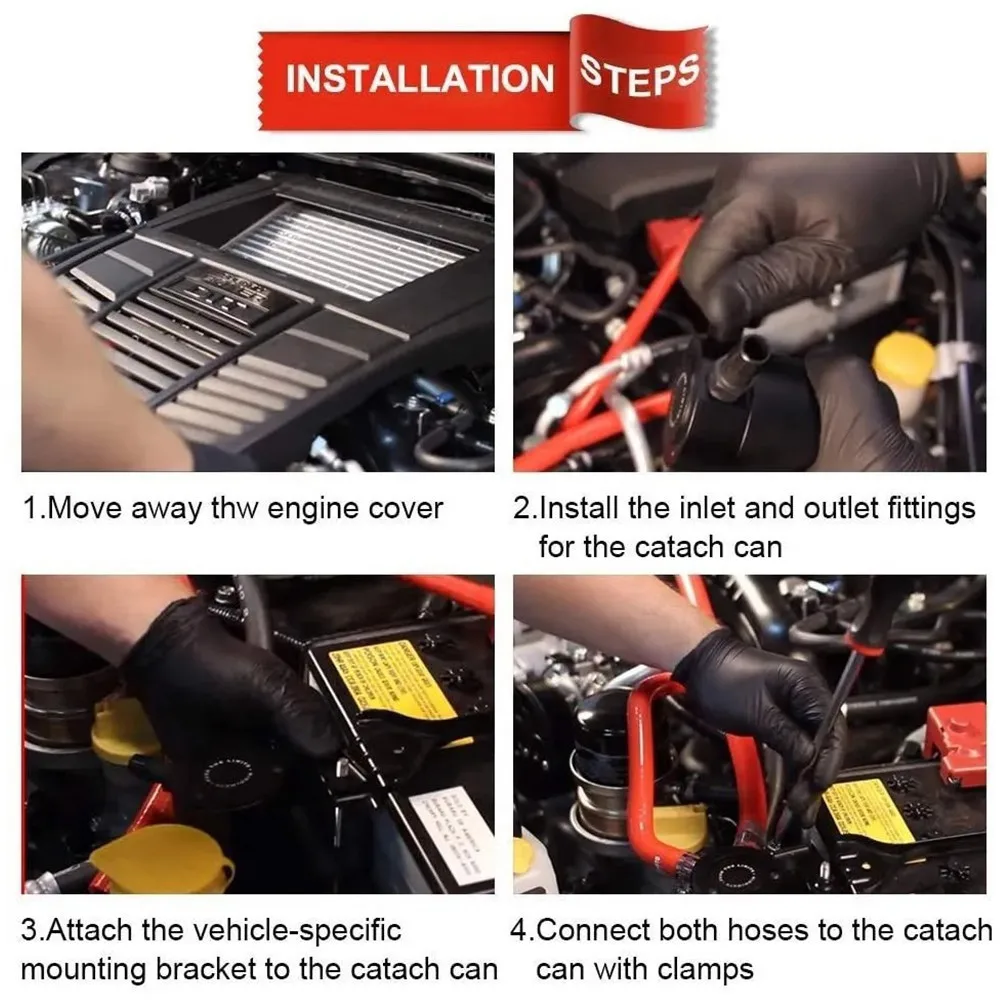 Universal Air Oil Separator Car 3-Port Oil Catch Can 1 Outlet+2 Inlet Breathing Filter Drain Valve Filter