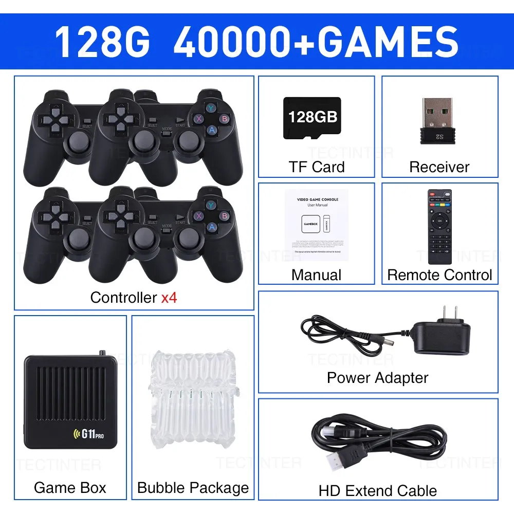 Retrowave G11 Pro Konsole: 100.000 Spiele In 4K HD - Mit 2 Wireless Controllern Für Ultimativen Retro-Spaß