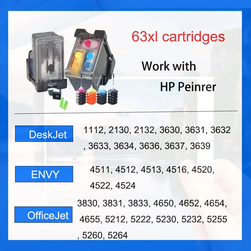 Valuetoner Remanufactured Ink Cartridge Replacement 63 XL 63XL To Use With Envy 4520 4512 4516 Officejet 5255 5258 4650 3830 3833 4655 Deskjet 1112 2132 3630 3632 3634 (1 Black, 1 Color