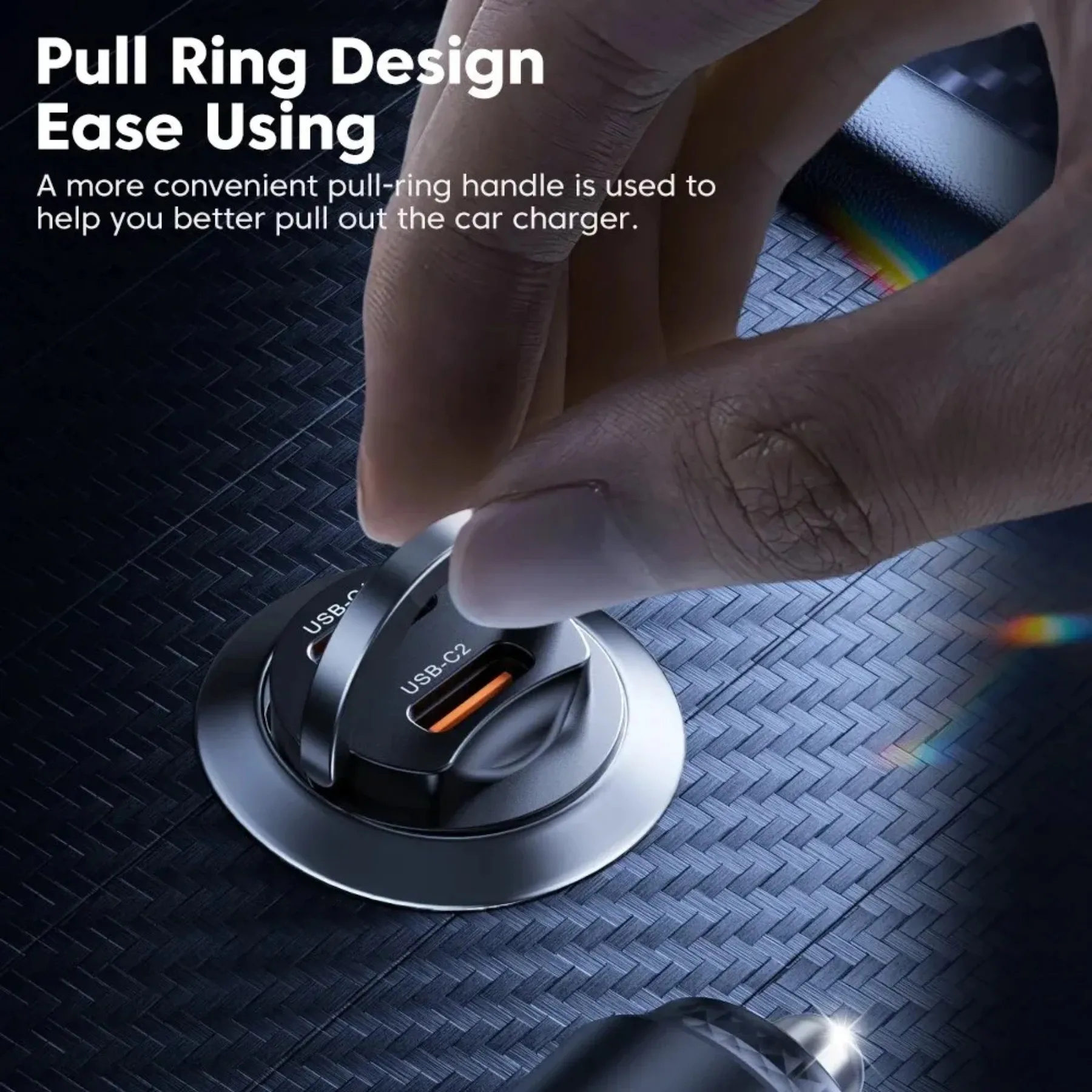 Car Charger Mini PD 45W Car Charger Pull Ring Fast Charging USB C Phone Charger Adapter For iPhone 14 13 Pro Xiaomi Samsung Huawei