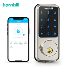 Password di blocco porta intelligente Wifi elettronico hornbill/App TTLock/sblocco chiave/carica di emergenza USB per appartamento, casa