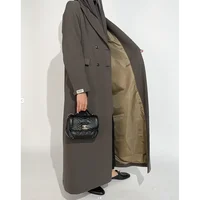 Arabic Robe Women Long Jacket Slim Double Breasted Female Daily Coat Formal Ankle Length Dress 1