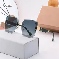 Fashion Luxury Brand Rimless Women Sunglasses For Men Vintage Designer Sun Glasses Square Red Shades UV400 Eyewear Wholesale 1