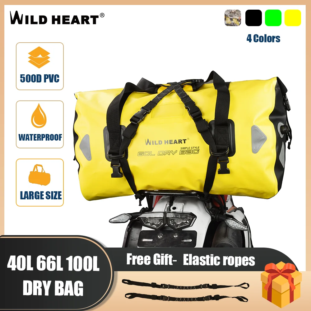 Горячая Распродажа WILD HEART Водонепроницаемая спортивная сумка 40L 66L 100L Водонепроницаемая мотоциклетная сумка 500D Брезентовая сумка для мотоцикла сумка для кемпинга и путешествий