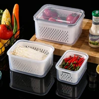 Double-Layer Drain Basket with Cover Refrigerator Fruits Vegetables Crisper Large Washing Vegetable Basket Kitchen Colander Tool 1