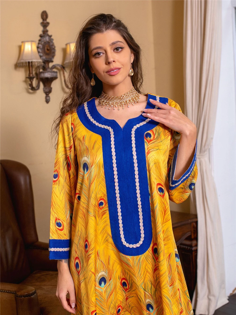 MD Muslim Fashion Hijab Dress Ramadan Abayas For Women Dubai Turkey Moroccan Caftan Islamic Clothing Flowers Print Boho Boubou