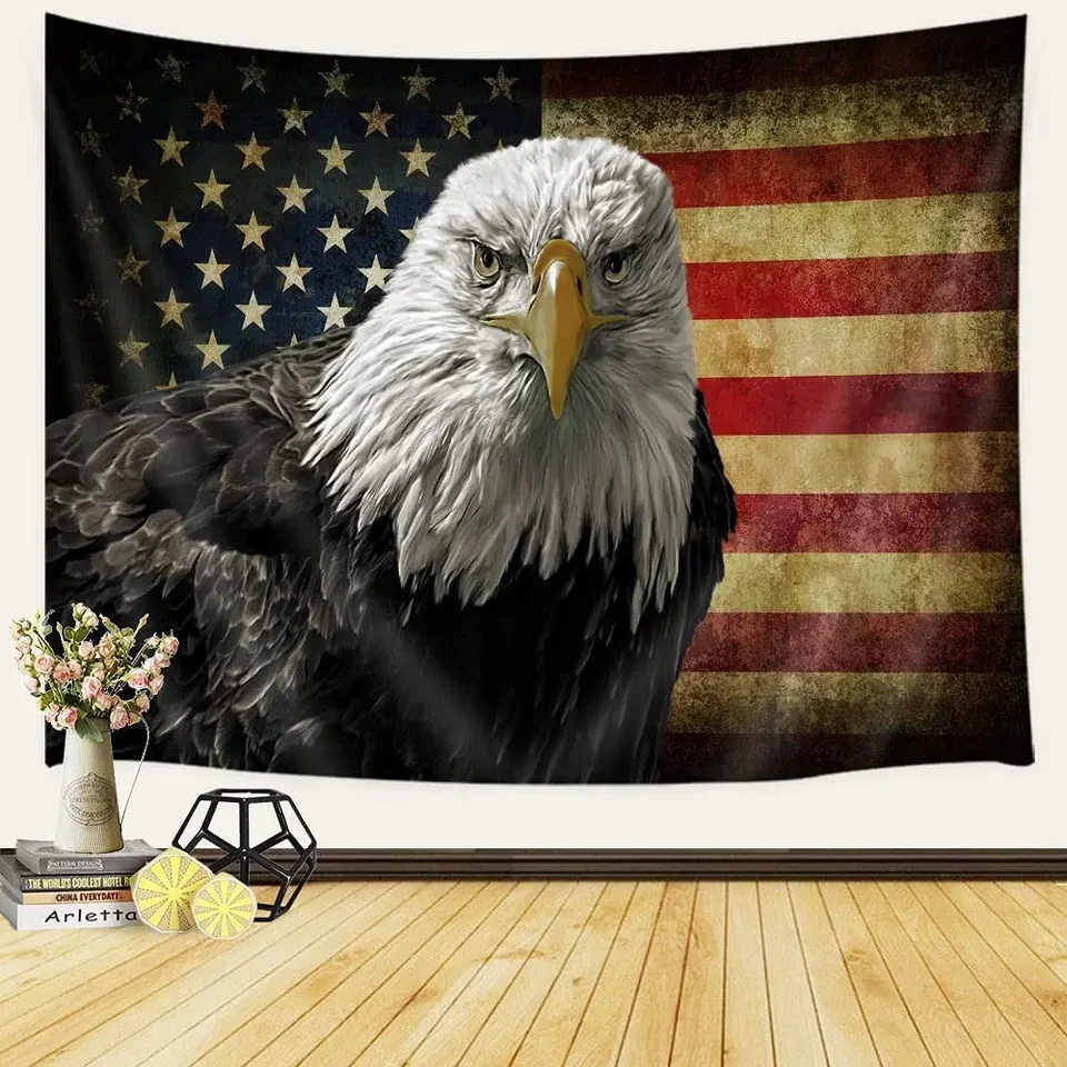 Viajar Wandbehang Mit US-Flagge & Weißkopfseeadler – 152,4 X 101,6 Cm, Polyester, Inkl. Reißzwecken