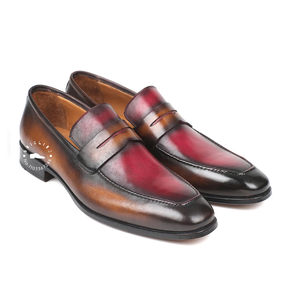 Hand-Painted Multicolor Loafers Slip-On Business Casual Shoes Luxury Genuine Leather Shoes Private Custom Handmade Wedding Shoes