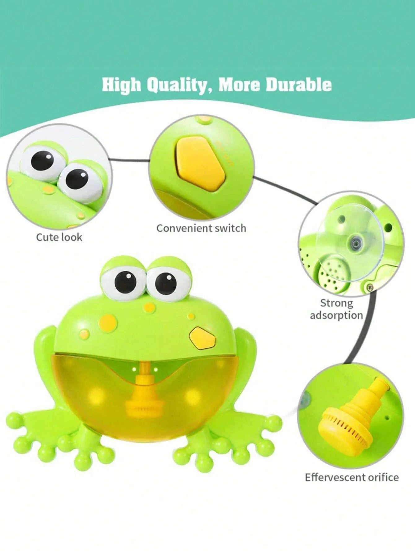 Giocattoli da Bagno per Bambini, Macchina per Bolle a Forma di Rana con Musica, Giocattolo Automatico per Bolle di Sapone per Vasca da Bagno, Regalo per Bambini - immagine 3
