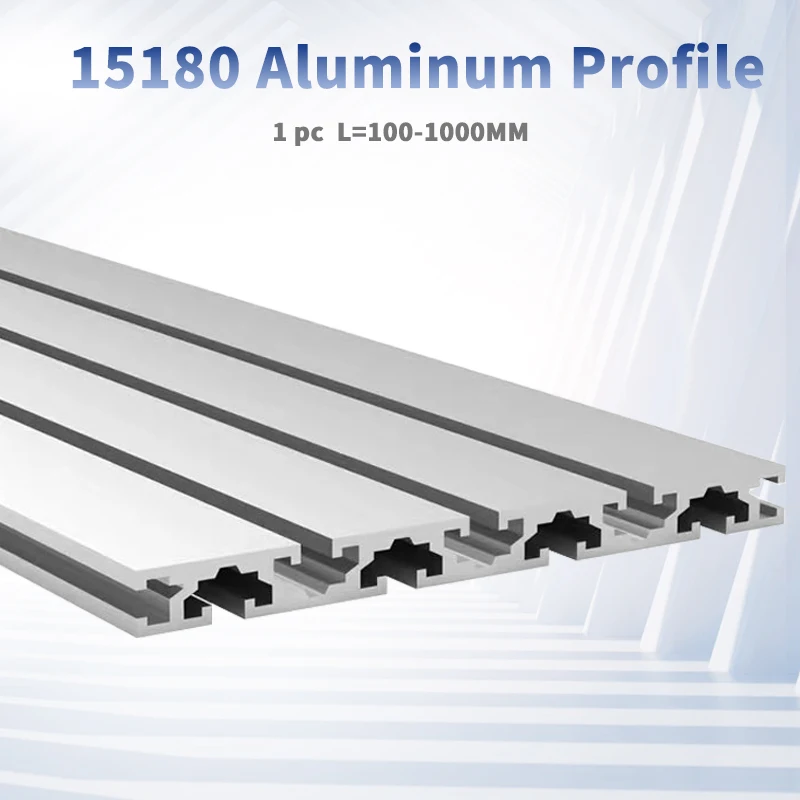 โปรไฟล์อะลูมิเนียม 15180 จำนวน 1 ชิ้น ความยาว 100-1000 มม. ชิ้นส่วน CNC ชุบอโนไดซ์ รางเส้นตรง สำหรับงาน DIY เครื่องพิมพ์ 3 มิติ CNC และโต๊ะทำงาน 1