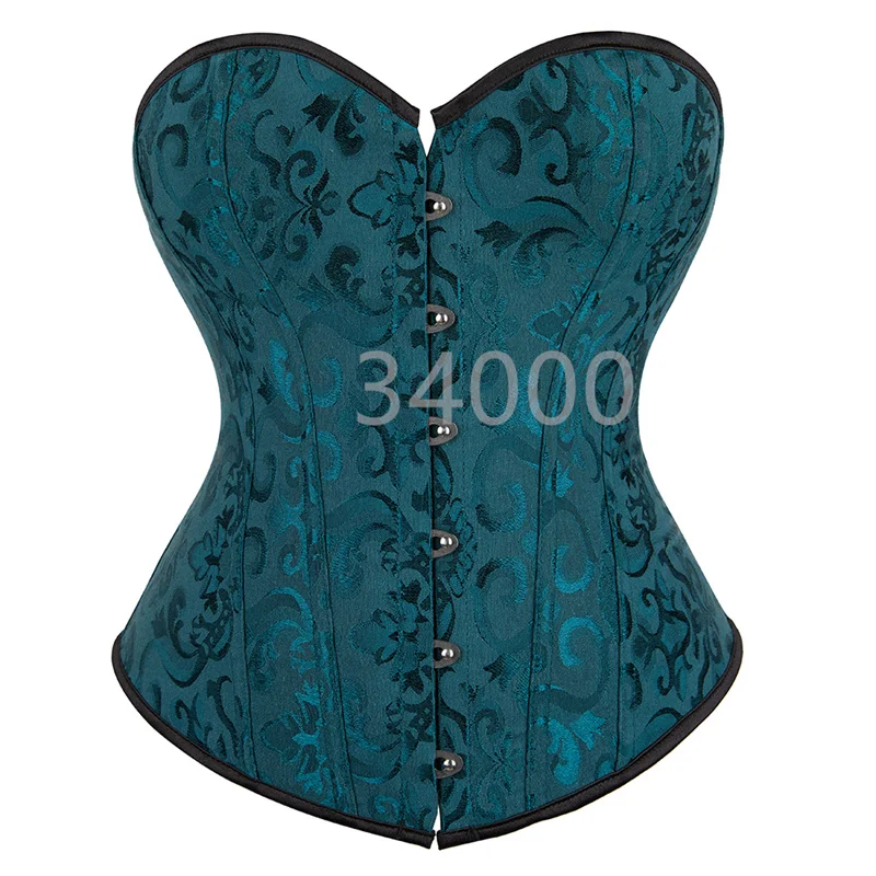 Green Corset Bustier Tops Sexy Plus Size Flower Print Corselet Overbust