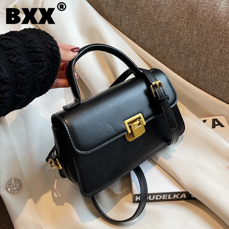 

[BXX] 2023 New Fashion Travel Handbag Ladies Retro Shoulder Crossbody Messenger Bag Solid Color Leather Women's Bags 8AB836