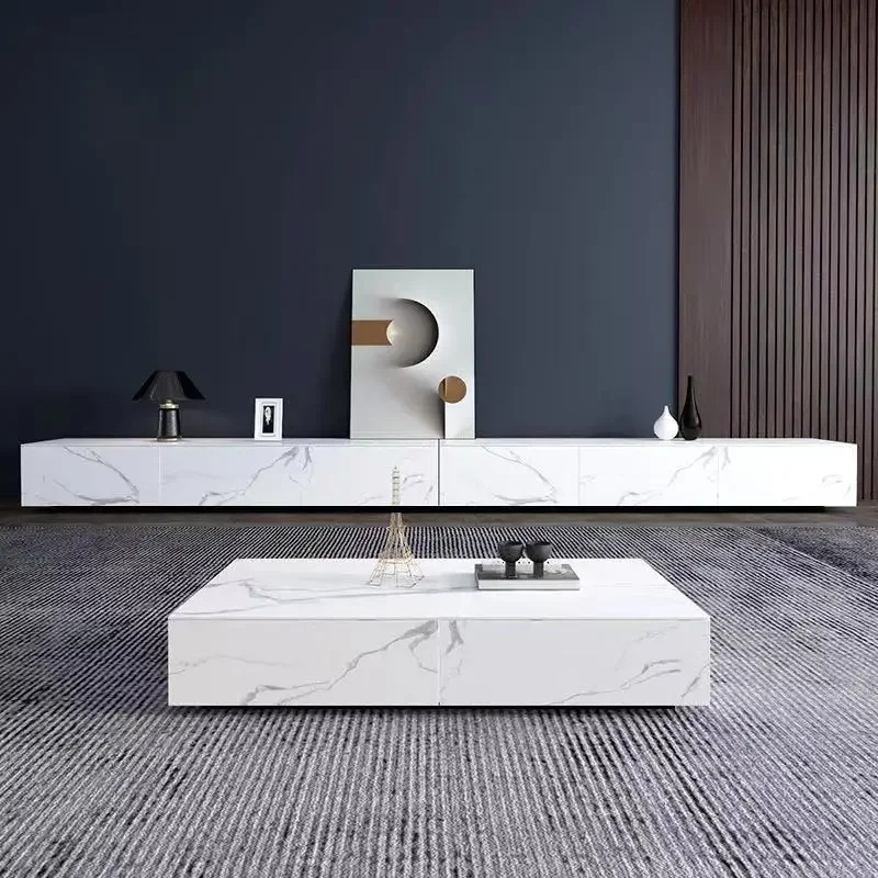 

The color of the four-sided rock slab TV cabinet is complete