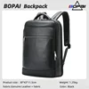 BOPAI 2023 Natural Cowskin 100% Genuine Leather Men's Backpack Fashion Tourist Large Capacity School Bag Leather Laptop Backpack 1