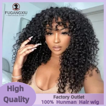 Parrucche di capelli umani con onde d'acqua da 30 pollici con frangia, parrucca senza colla con frangia, parrucca bob riccia con frangia, parrucca interamente realizzata a macchina, densità 180%
