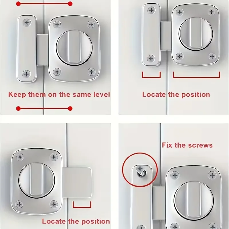 Premium Heavy-Duty Rotating Metal Door Lock - Anti-Theft Security Bolt with Mounting Bracket