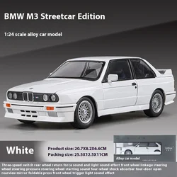 1/24 BMW M3 1988 Street Car Diecast Model - Alloy Metal Collectible Ornament in Gift Box (White with Box)