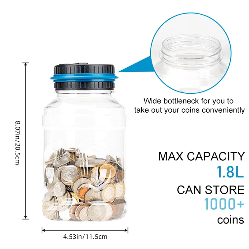 Digital LCD Counting Coin Money Saving Box Jar Large Capacity For USD EURO GBP Money Electronic Counting Piggy Bank 2